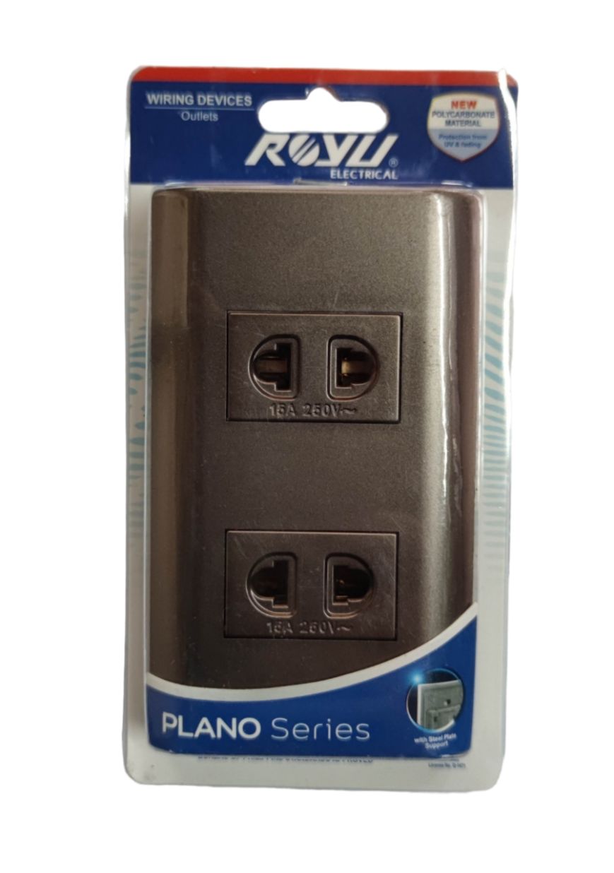 Royu 2 Gang Universal Outlet 15A 220V in a sleek design for efficient power access