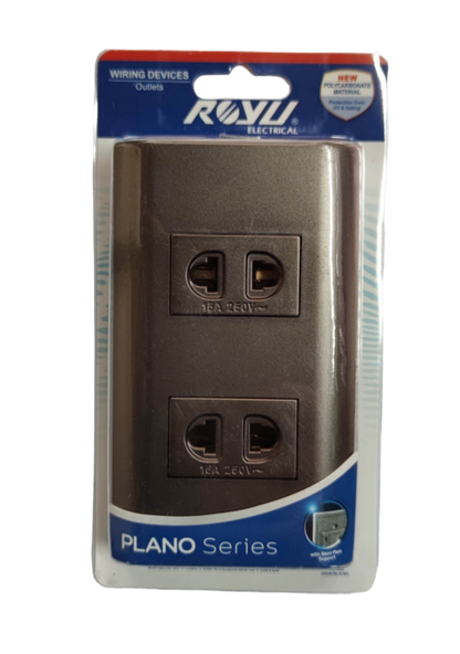 Royu 2 Gang Universal Outlet 15A 220V in a sleek design for efficient power access