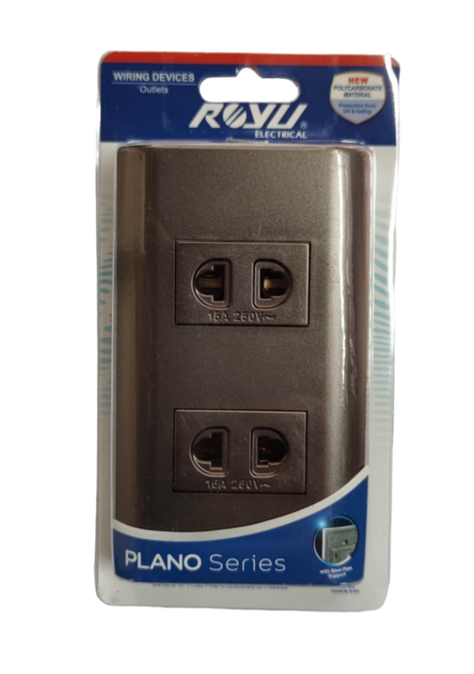 Royu 2 Gang Universal Outlet 15A 220V in a sleek design for efficient power access