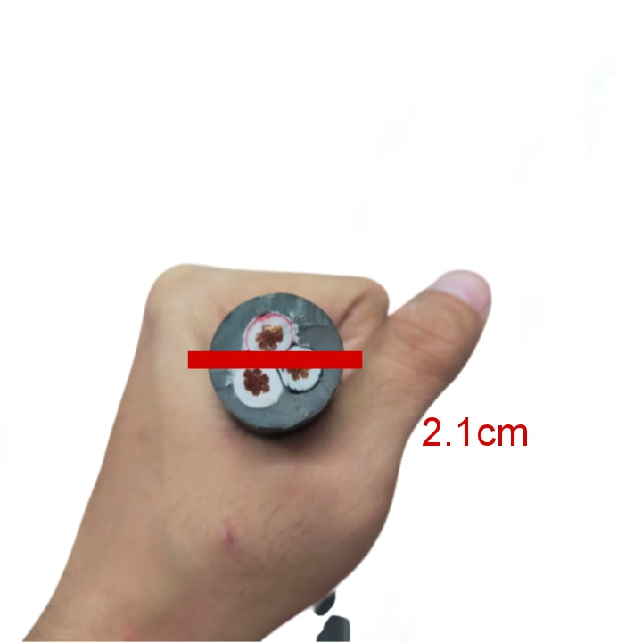 Phelps Dodge 8mm 3 core royal cord 5 meters held in hand showing wire cross section