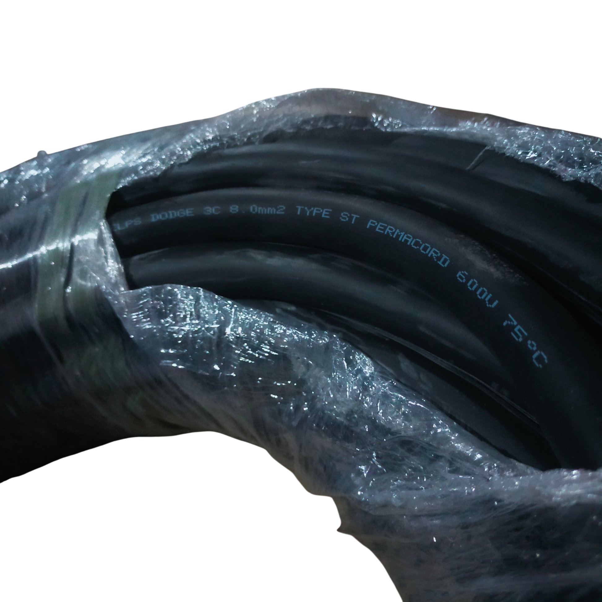 Phelps Dodge 8mm 3 core royal cord 5 meters black electrical cable wrapped in plastic