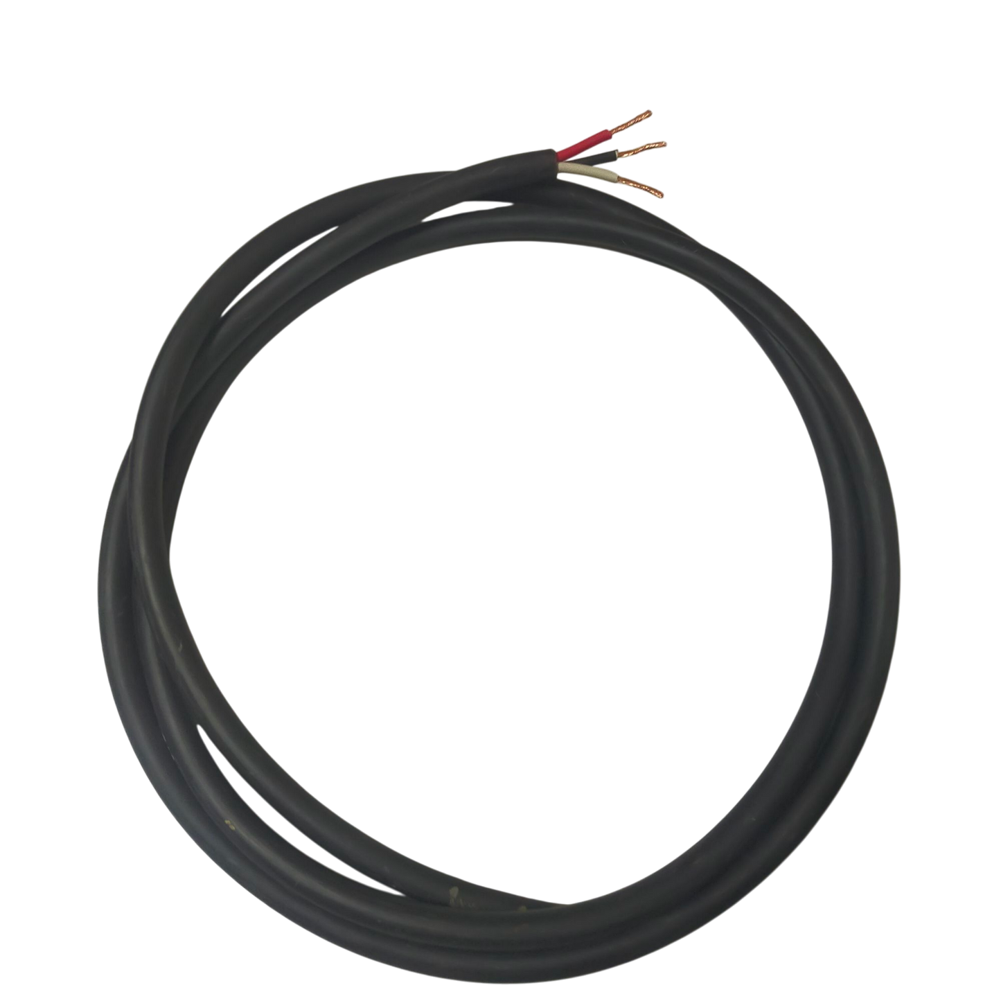 Phelps Dodge 1.25mm 3 core royal cord electrical wire with black insulation and exposed copper ends