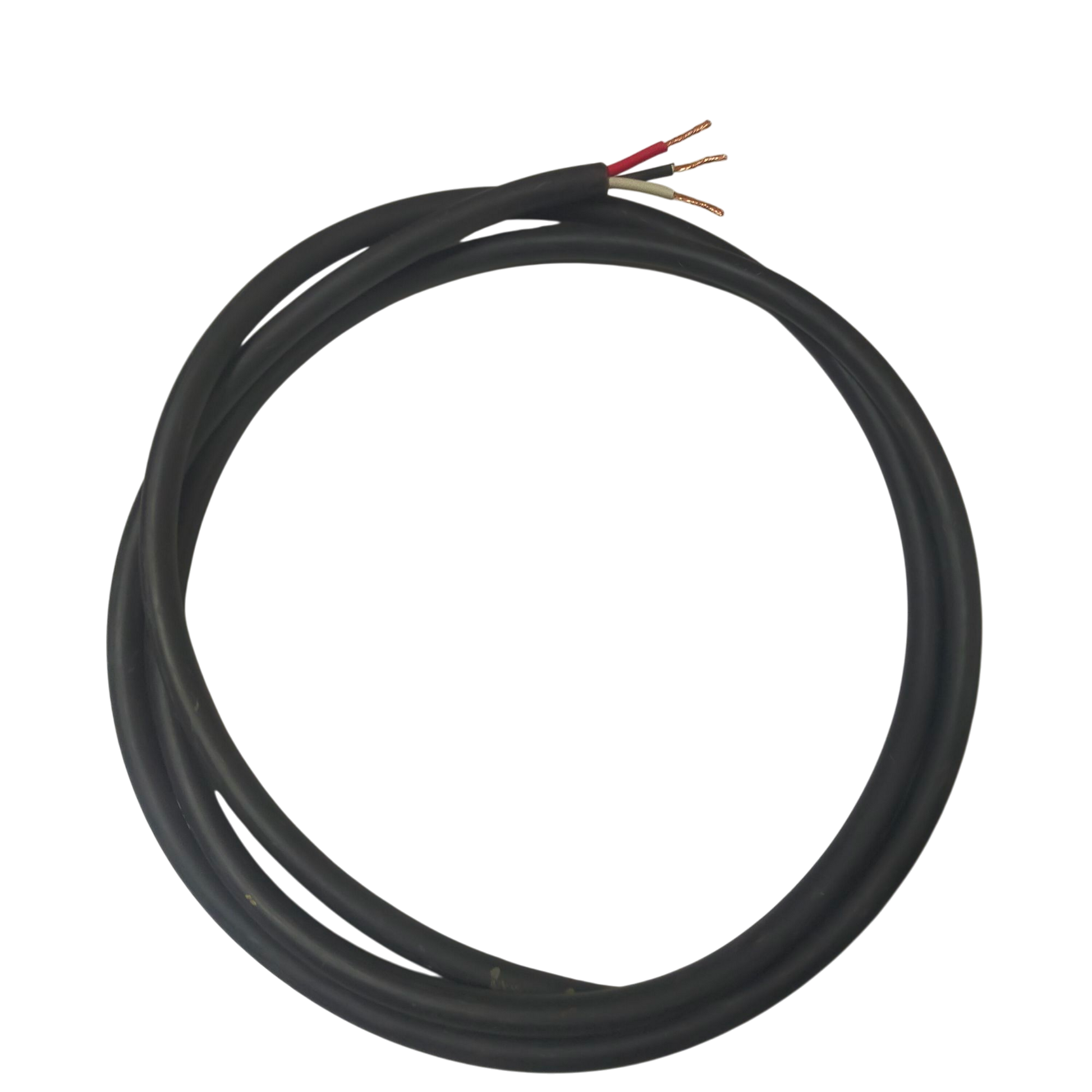 Phelps Dodge 1.25mm 3 core royal cord electrical wire with black insulation and exposed copper ends