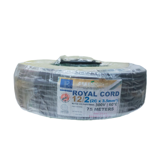 Boston Royal Cord AWG 12 2 Core Electrical Wire Roll, 75 Meters for Flexible Wiring Solutions