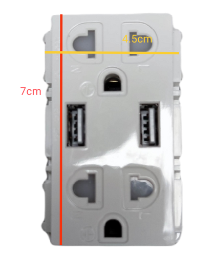Royu Duplex Universal Outlet with 2 USB Port white power point and plug socket