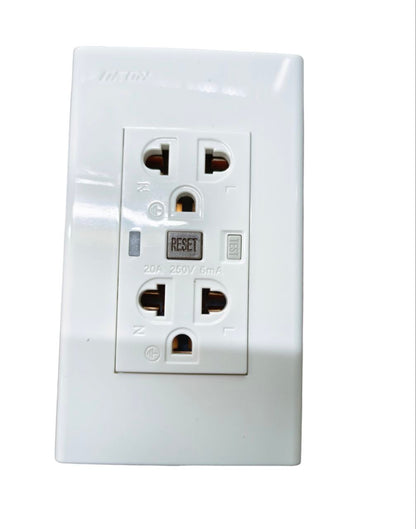 Royu GFCI Outlet 2 Gang with Ground 20A white electrical wall outlet with reset button