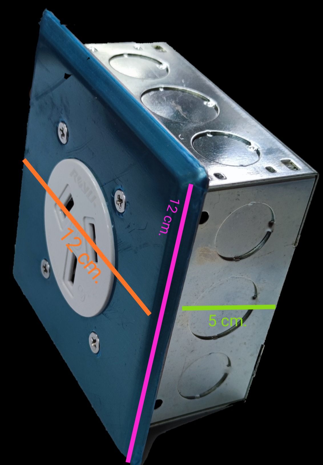 Electx electrical supply industrial 30A power outlet with metal casing and blue front plate