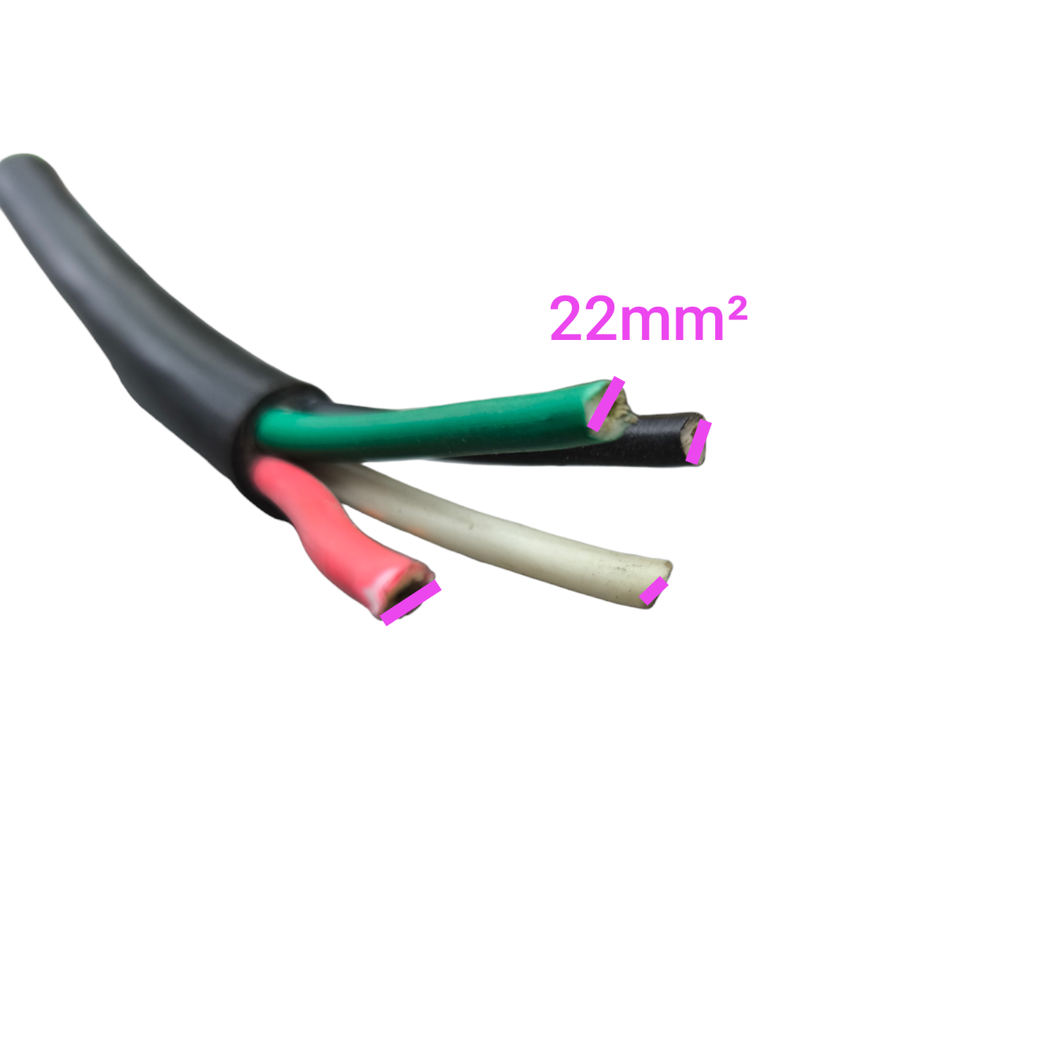 Philflex industrial 60mm power royal cord 4 core black cable with red green and white wires