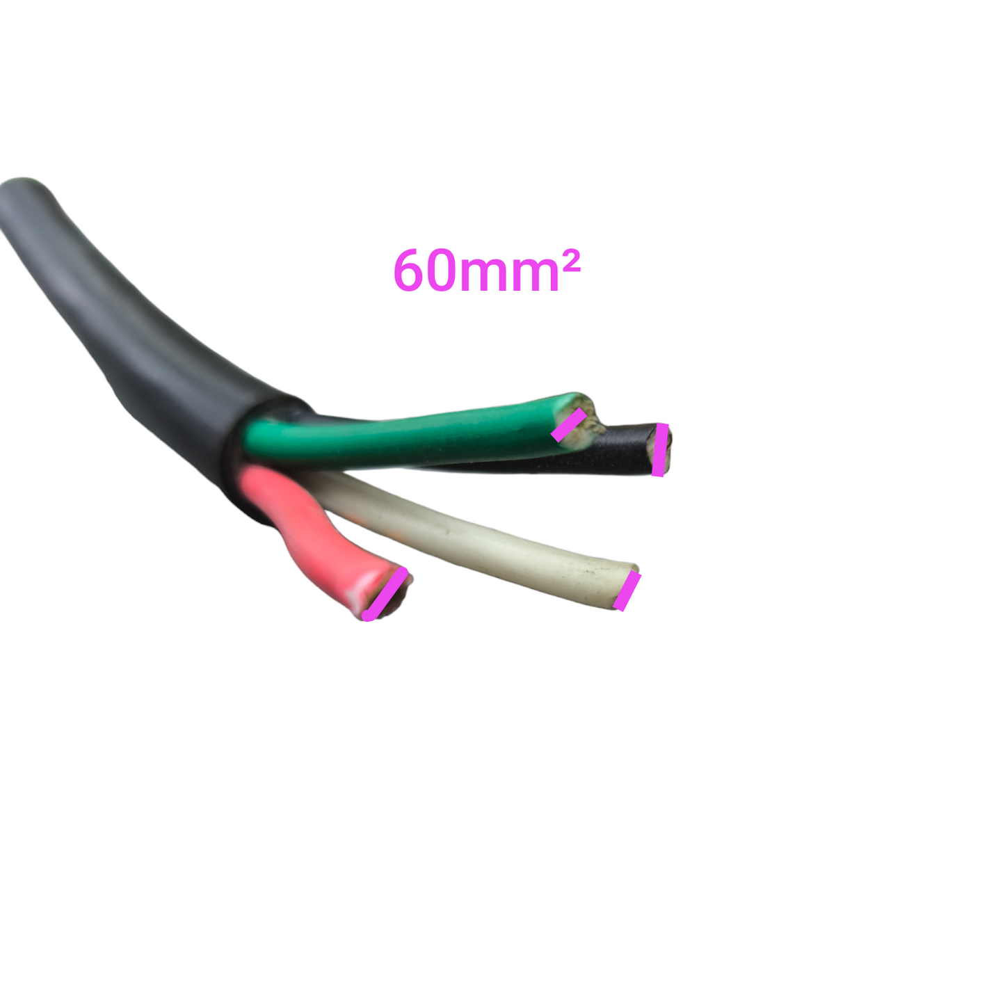 Philflex industrial 60mm power royal cord 4 core black cable with exposed colored wires