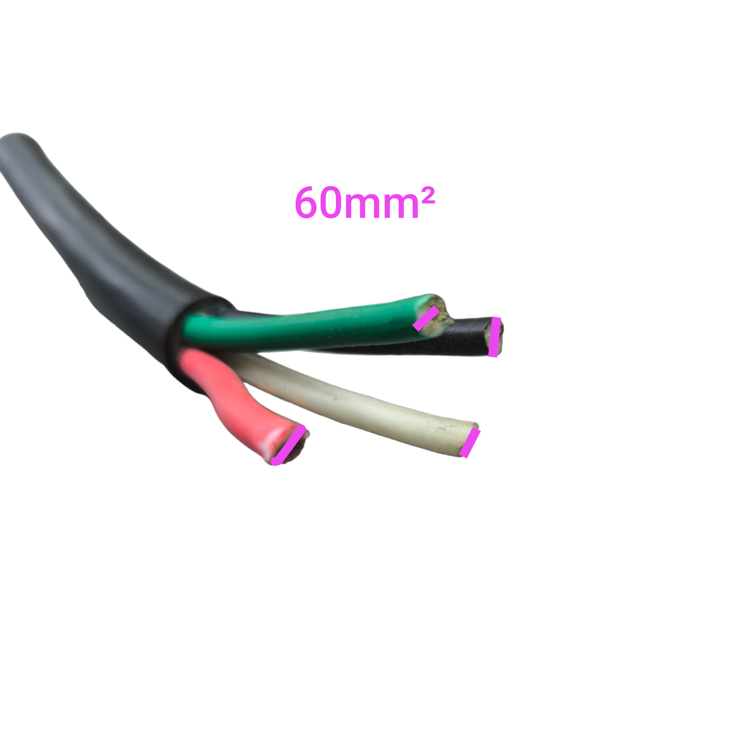 Philflex industrial 60mm power royal cord 4 core black cable with exposed colored wires