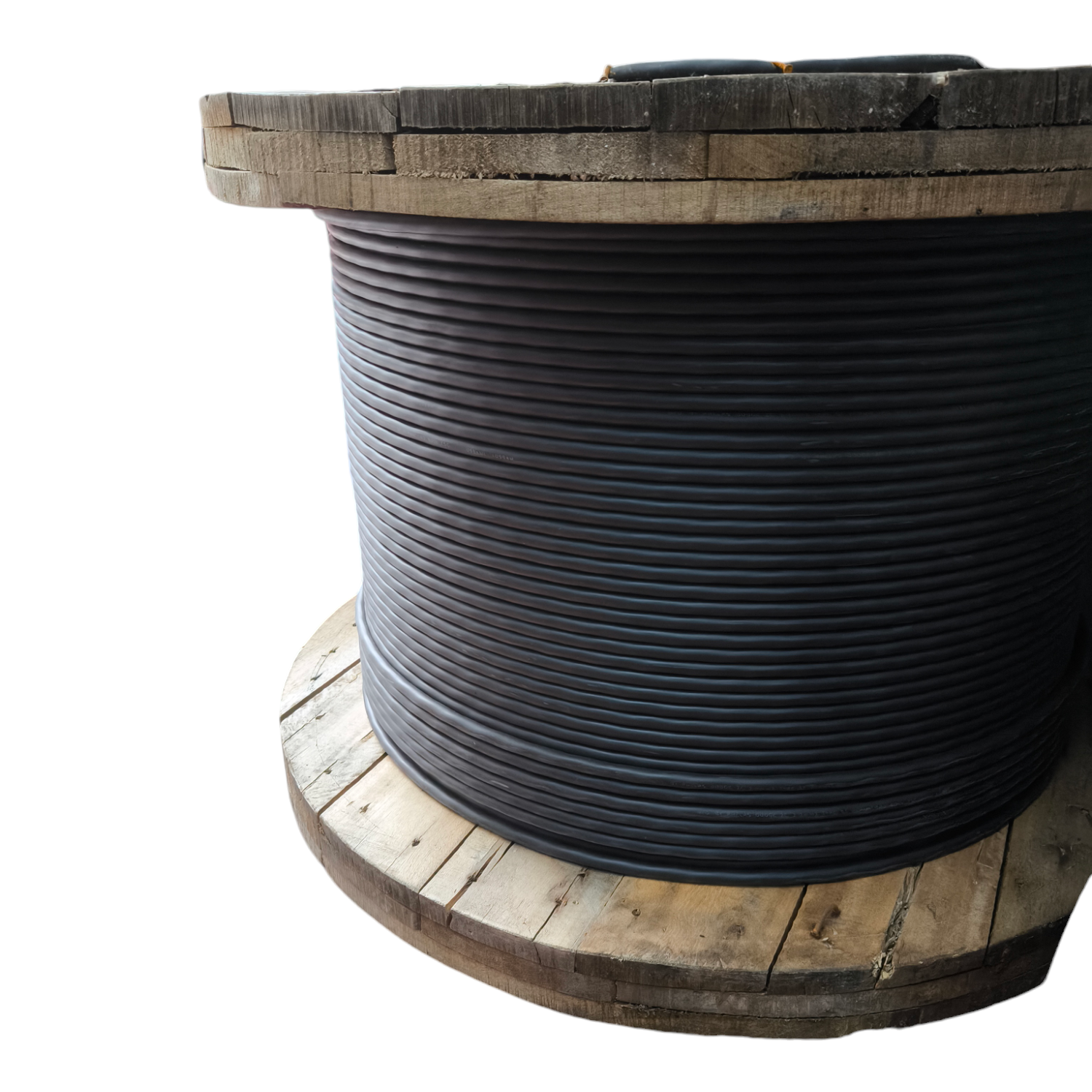 Philflex industrial 60mm power royal cord 4 core black electrical cable on wooden spool