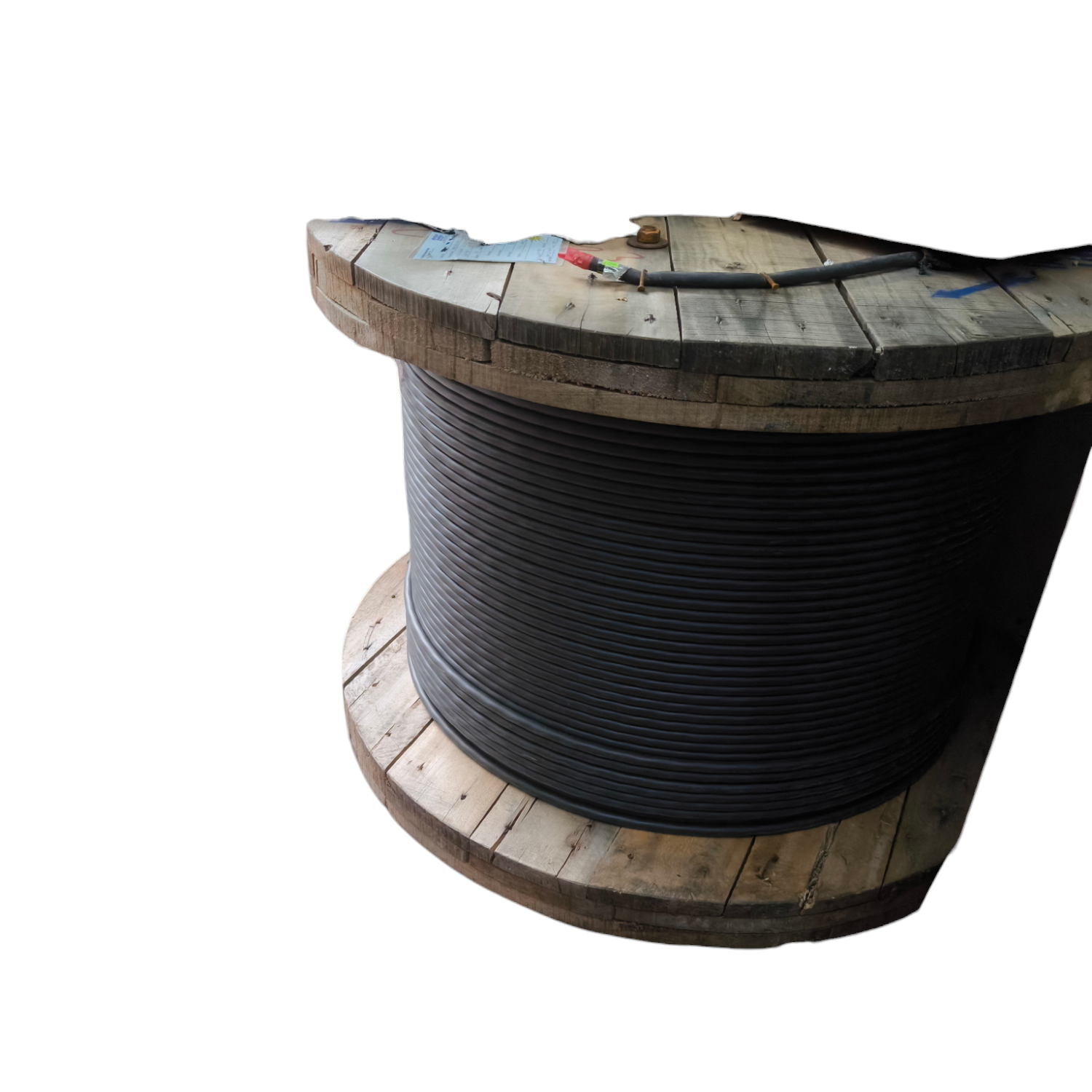 Philflex industrial 60mm power royal cord 4 core black cable wound on wooden spool