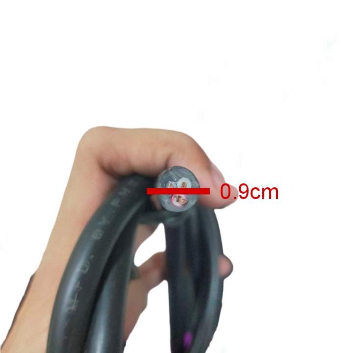 Phelps Dodge 0.75mm 3 core royal cord wire held in hand showing cross section and cable thickness