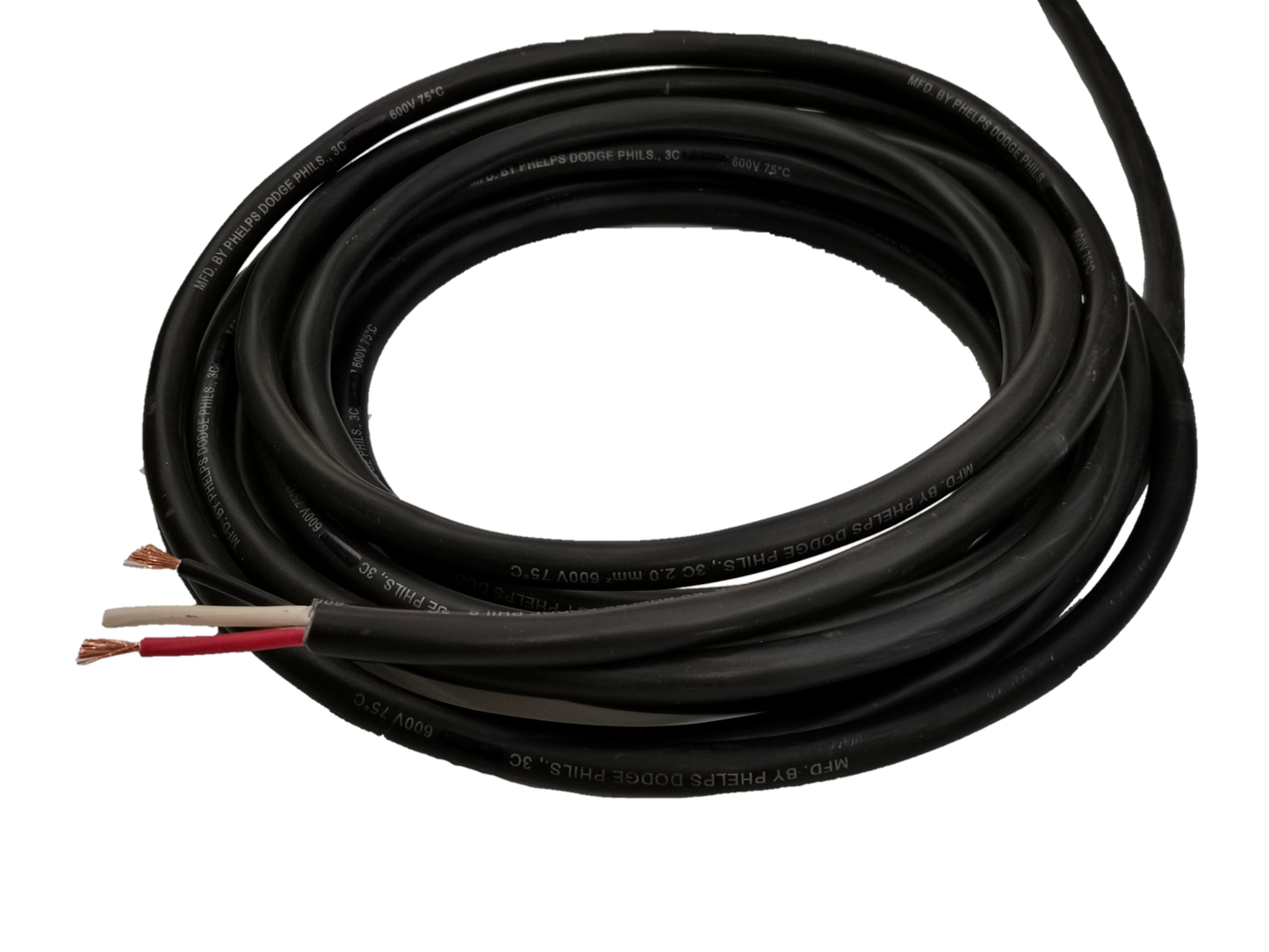 Phelps Dodge 0.75mm 3 core royal cord black electrical wire with exposed copper ends