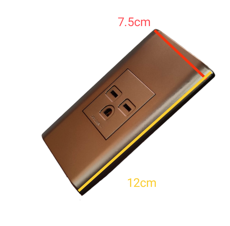 20A aircon outlet with plate by Electx Electrical Supply in brown with dimensions 7.5cm by 12cm