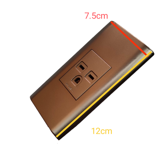 20A aircon outlet with plate by Electx Electrical Supply in brown with dimensions 7.5cm by 12cm