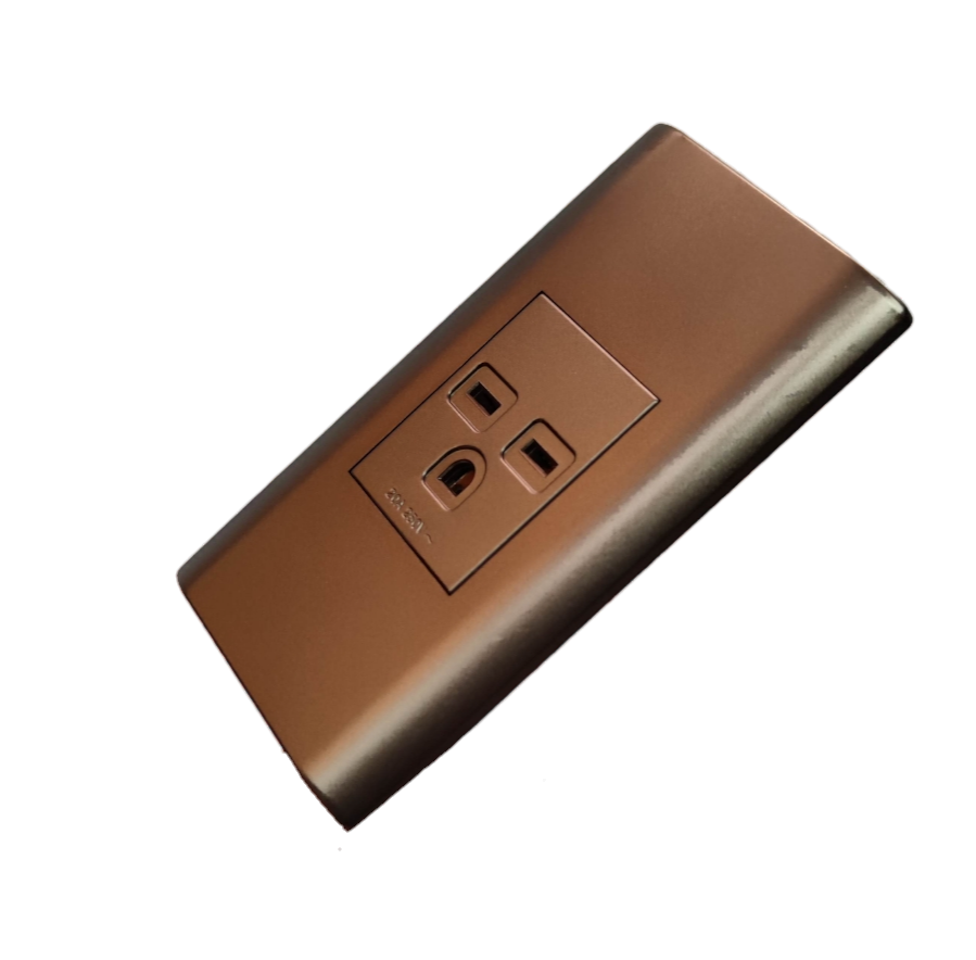 Electx Electrical Supply 20A aircon outlet with plate in a sleek brown finish for power connection