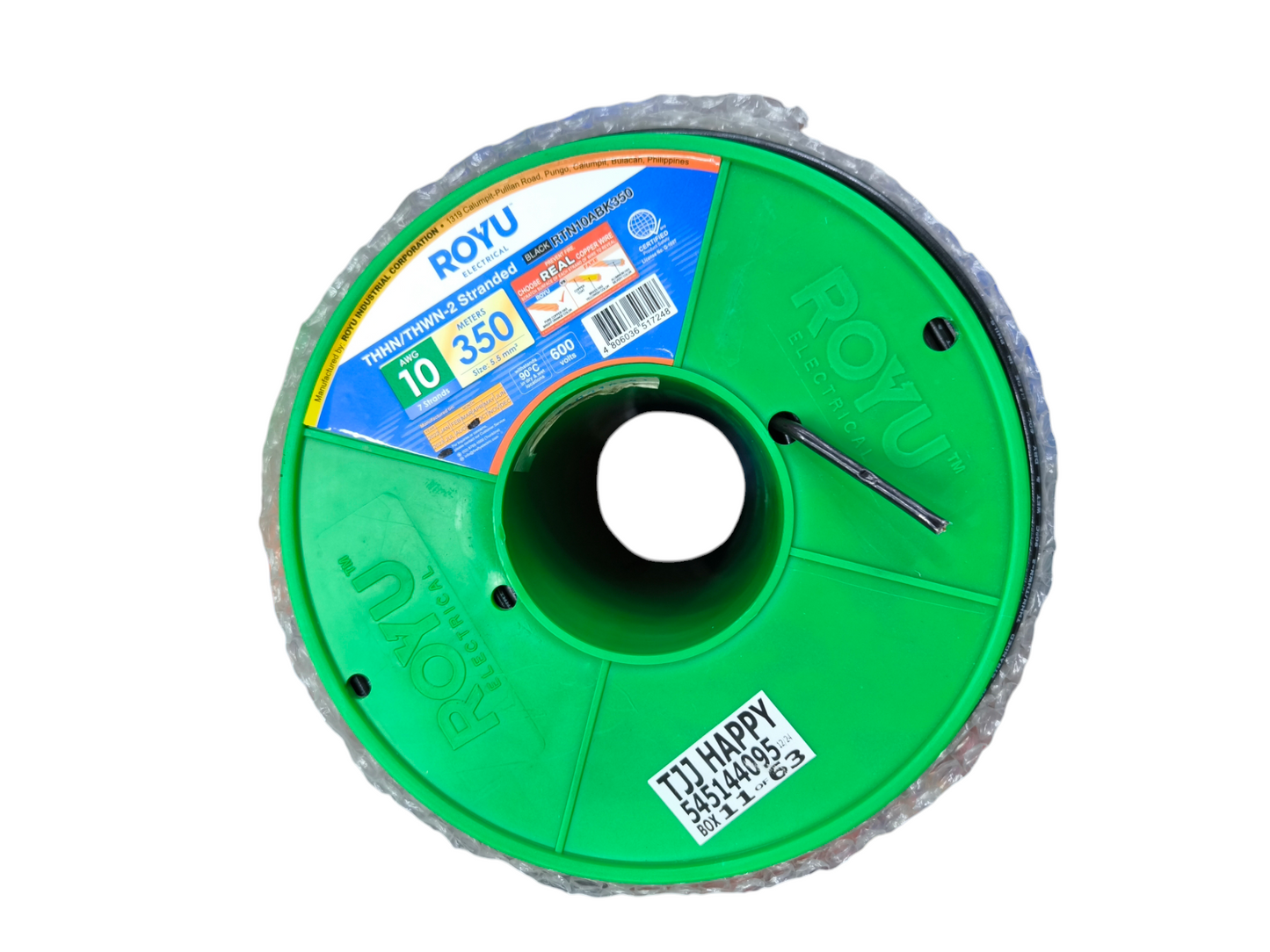 Royu 5.5mm Stranded Wire AWG 10/7 Pre Cut THHN/THWN (1 Meter) Black