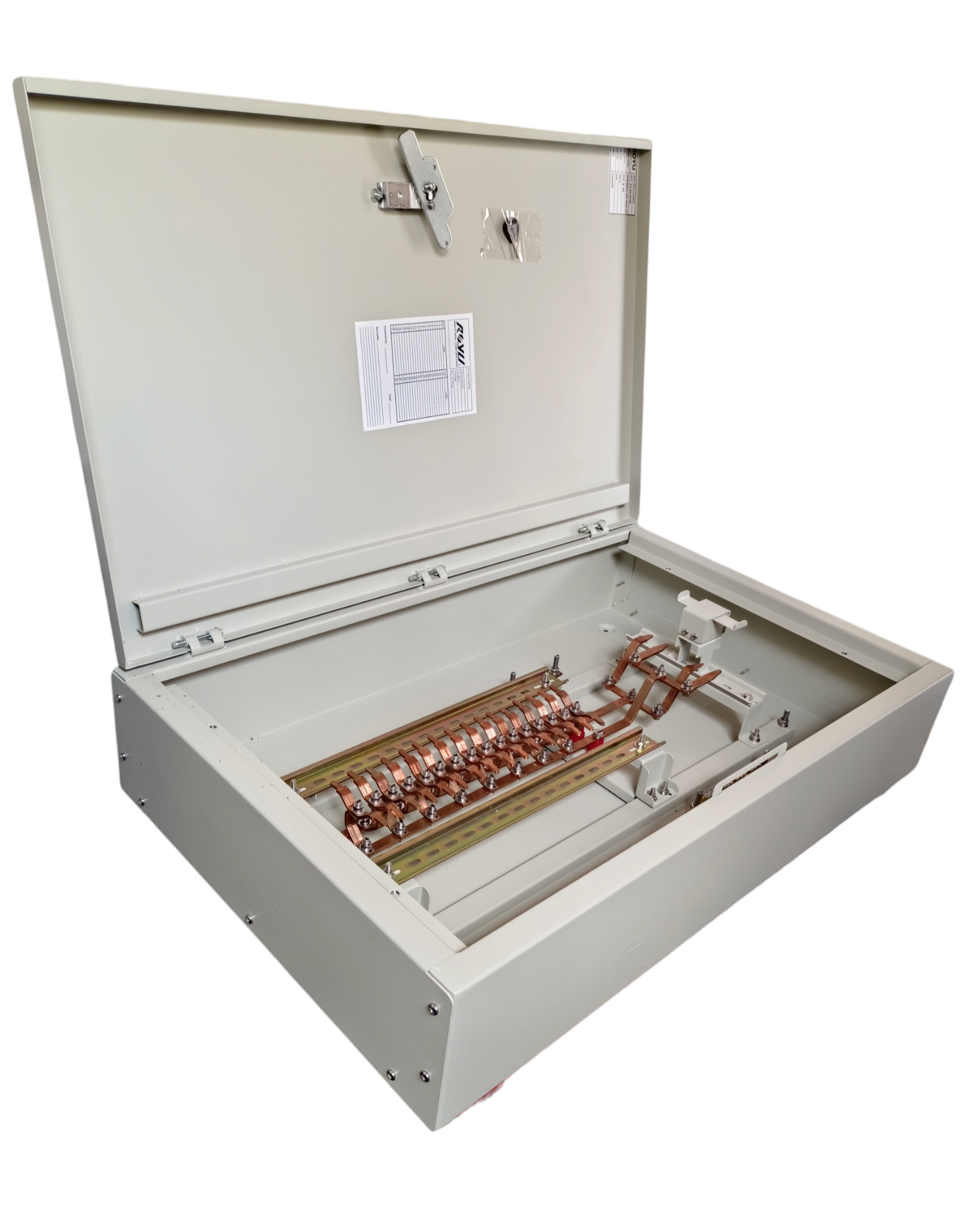 Royu 16 Branches Panel Board Only PB25 electrical circuit panel board with open metal enclosure and copper busbars