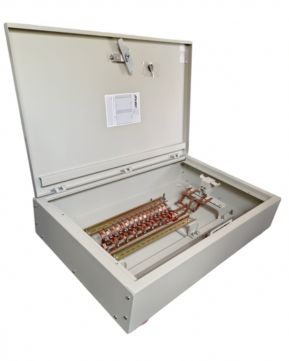 Royu 16 Branches Panel Board Only PB25 electrical circuit panel board with open metal enclosure and copper busbars