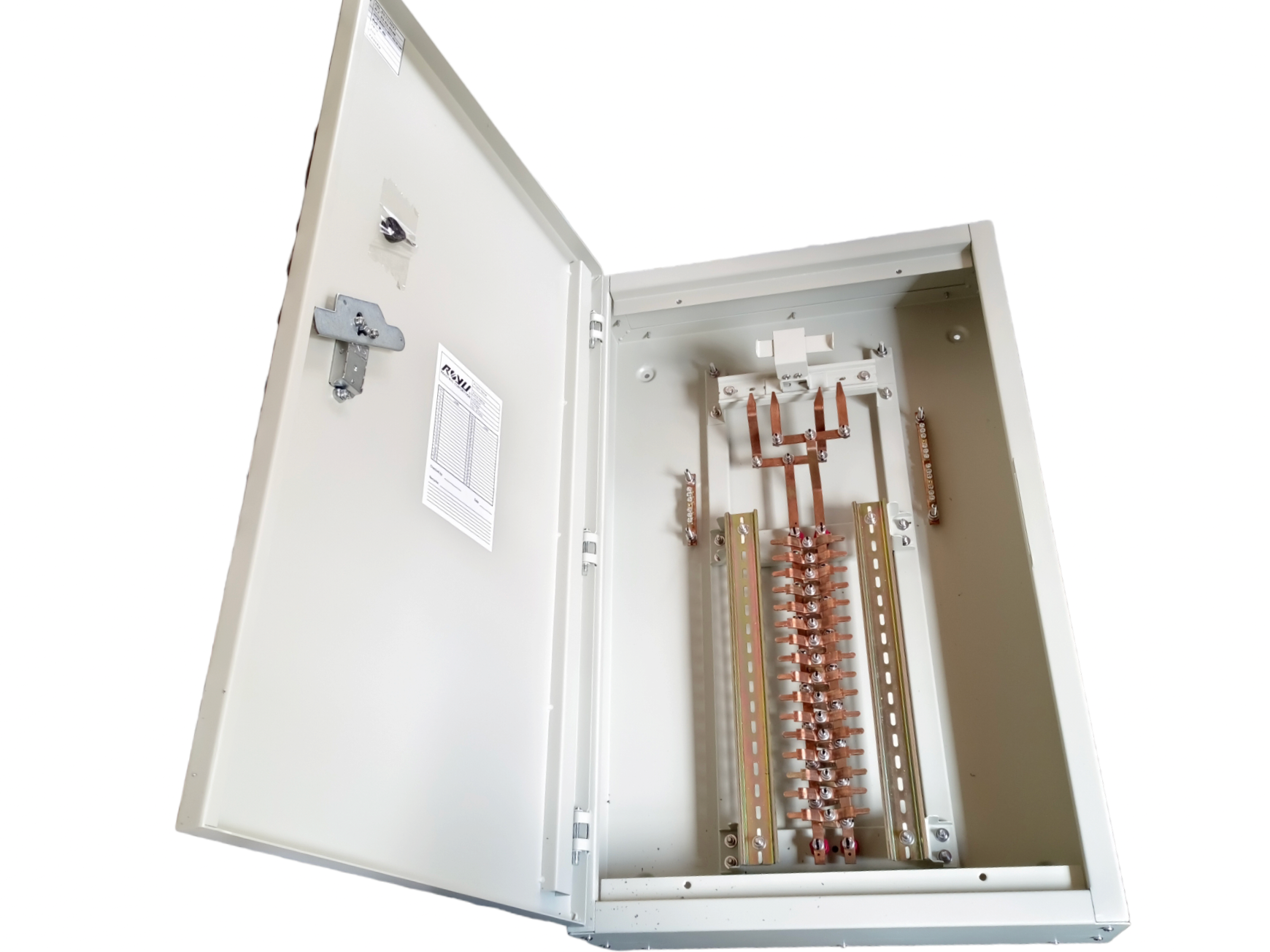 Royu 16 Branches Panel Board Only PB25 electrical panel with open door showing internal circuitry
