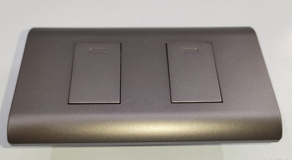 Royu 2 gang 3 way switch in gray with two rocker switches for wall installation