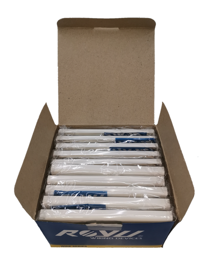 Box of Electx Electrical Supply Royu 2 gang faceplate power points switches and plugs neatly packed