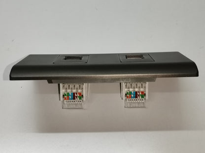 Royu 2 Gang LAN Outlet with Plate in black for network cable connections