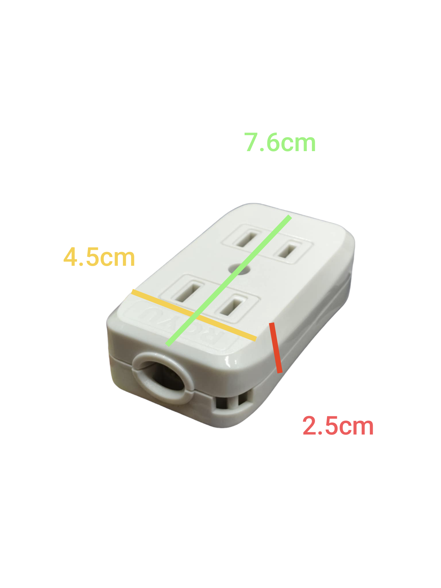 Royu 2 gang outlet 10A 250V in white with two socket openings for convenient electrical access