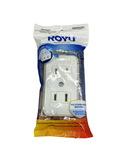 Royu 2 gang outlet 10A 250V packaged power outlet with high impact resistance