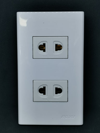 Royu 2 gang universal outlet with white dual socket electrical outlet for home use