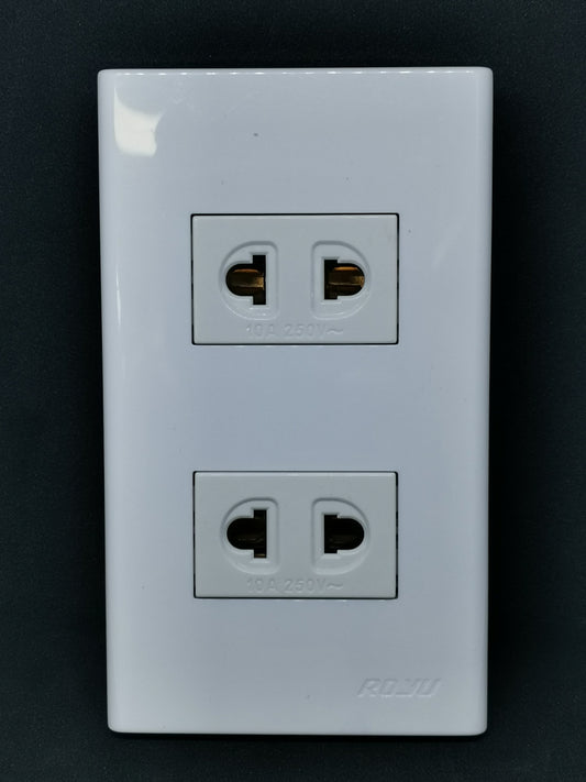 Royu 2 gang universal outlet with white dual socket electrical outlet for home use