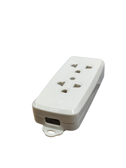 Royu 2 gang universal outlet with ground in white for electrical circuitry and parts