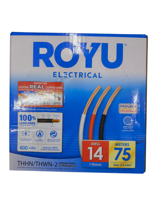 Royu 2.0mm stranded wire 75m Yellow THHN electrical wire with red black and gray insulation