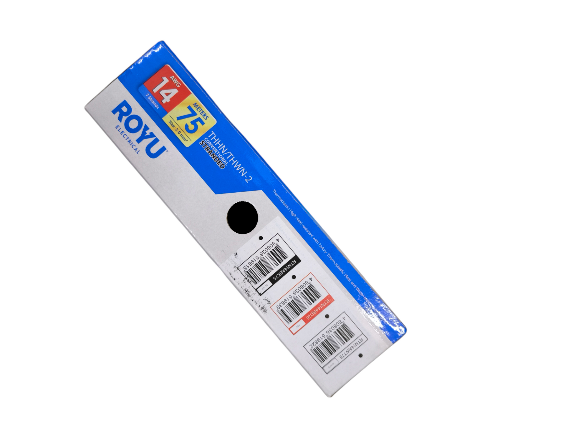 Royu 2.0mm stranded wire 75m Yellow in original packaging with blue and white design