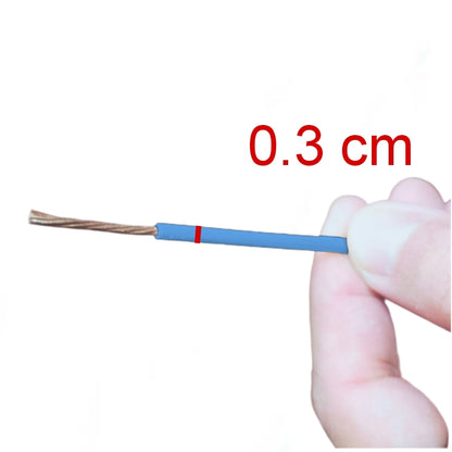 Hand holding Royu 2.0mm Stranded Wire AWG 14 with exposed copper strands and blue insulation
