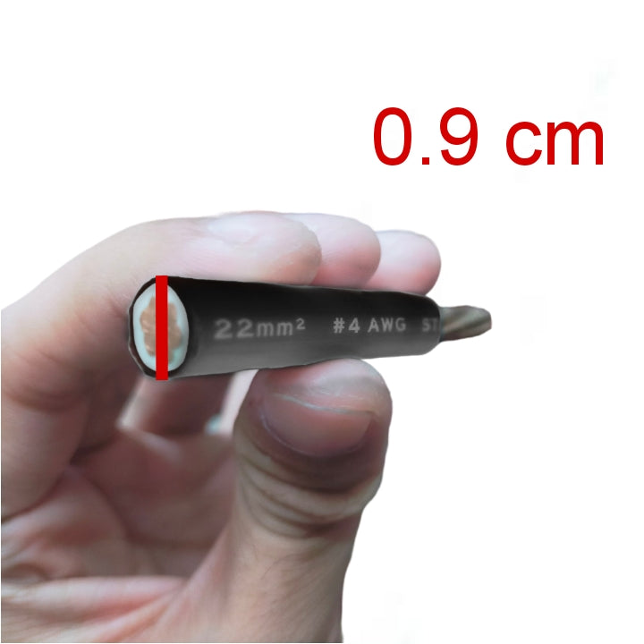 Royu 22mm pre cut wire 120 meters Black shown in hand for easy reference of thickness and type