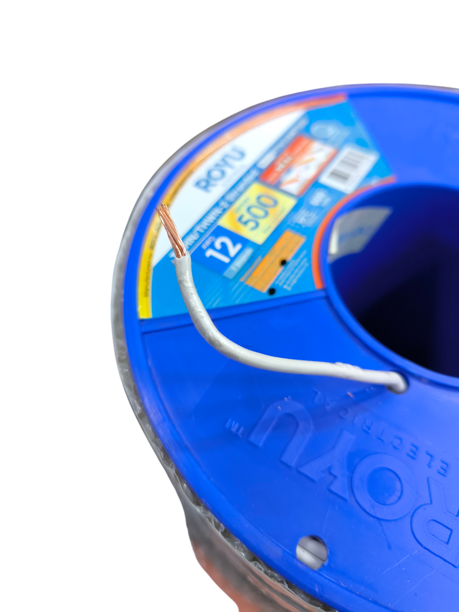 Royu 3.5mm AWG 12 stranded wire spooled on a blue reel for electrical projects and installations