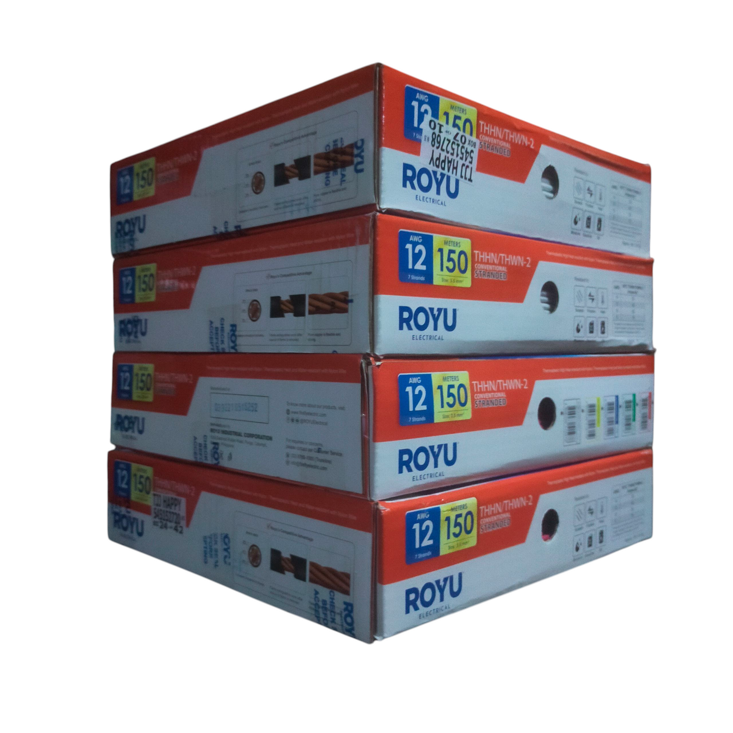 Royu 3.5mm AWG 12 stranded wire in multiple boxes ready for electrical projects