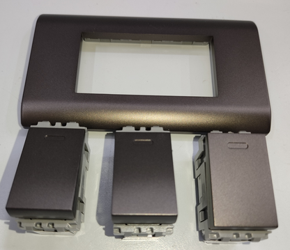 Royu 3 Way Switch with Plate Dark Gray Plano three modular rocker switches with matching faceplate