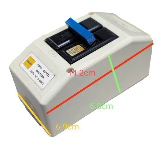 Royu electrical 30 Ampere 2P Breaker with PVC Enclosure . White PVC box with blue dual pole switch