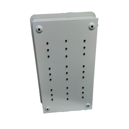 Royu 6x6 two pole plug in panel box in white with multiple mounting holes for electrical circuitry