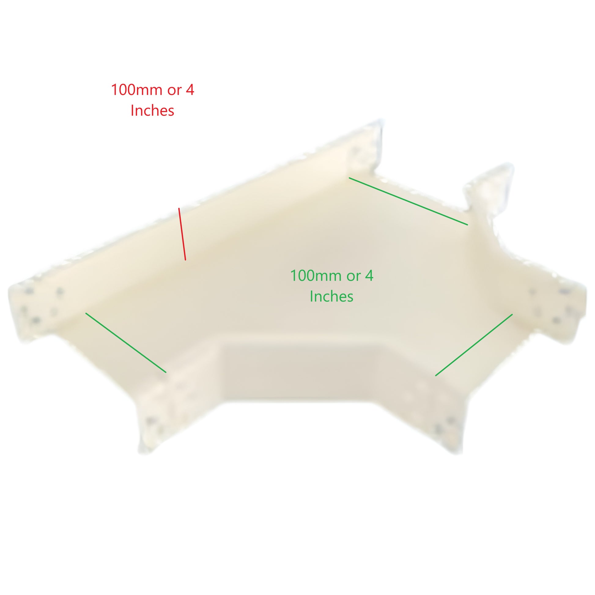 Royu Cable Tray Horizontal Tee in white plastic for cable management with 100mm or 4 inches dimensions
