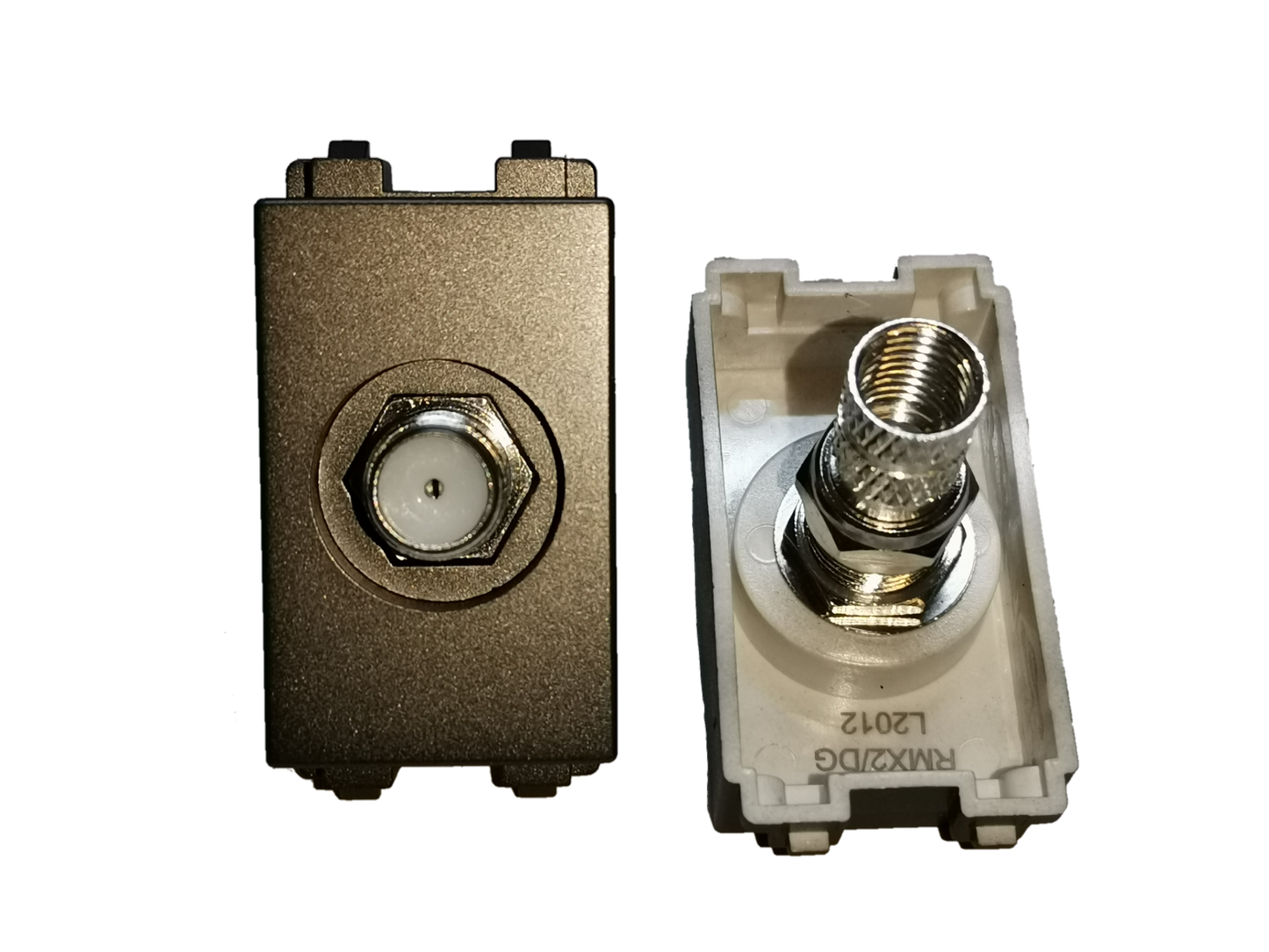 Electx Electrical Supply Cable TV Outlet Dark Gray Royu with coaxial connector and plastic housing