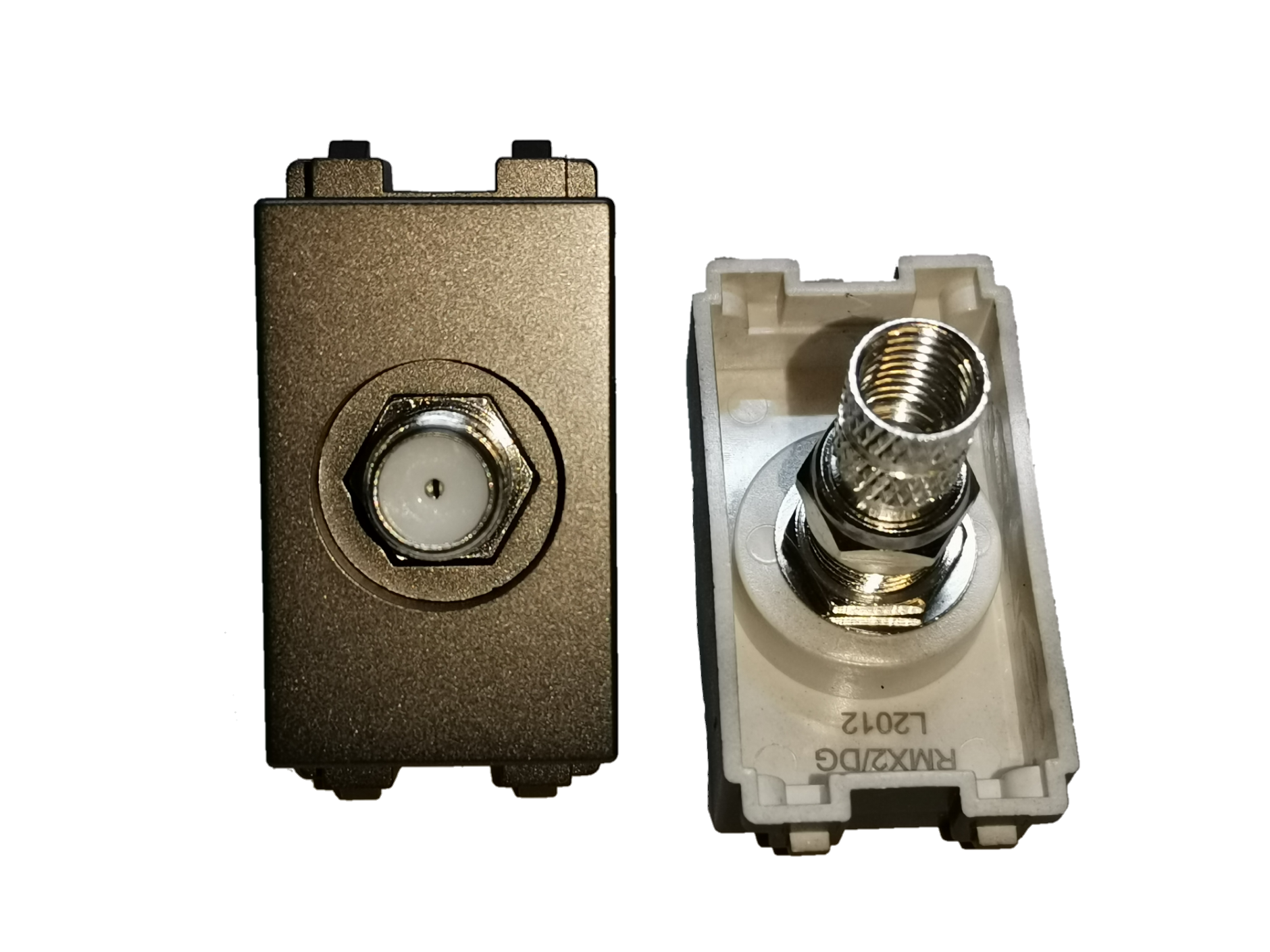 Electx Electrical Supply Cable TV Outlet Dark Gray Royu with coaxial connector and plastic housing