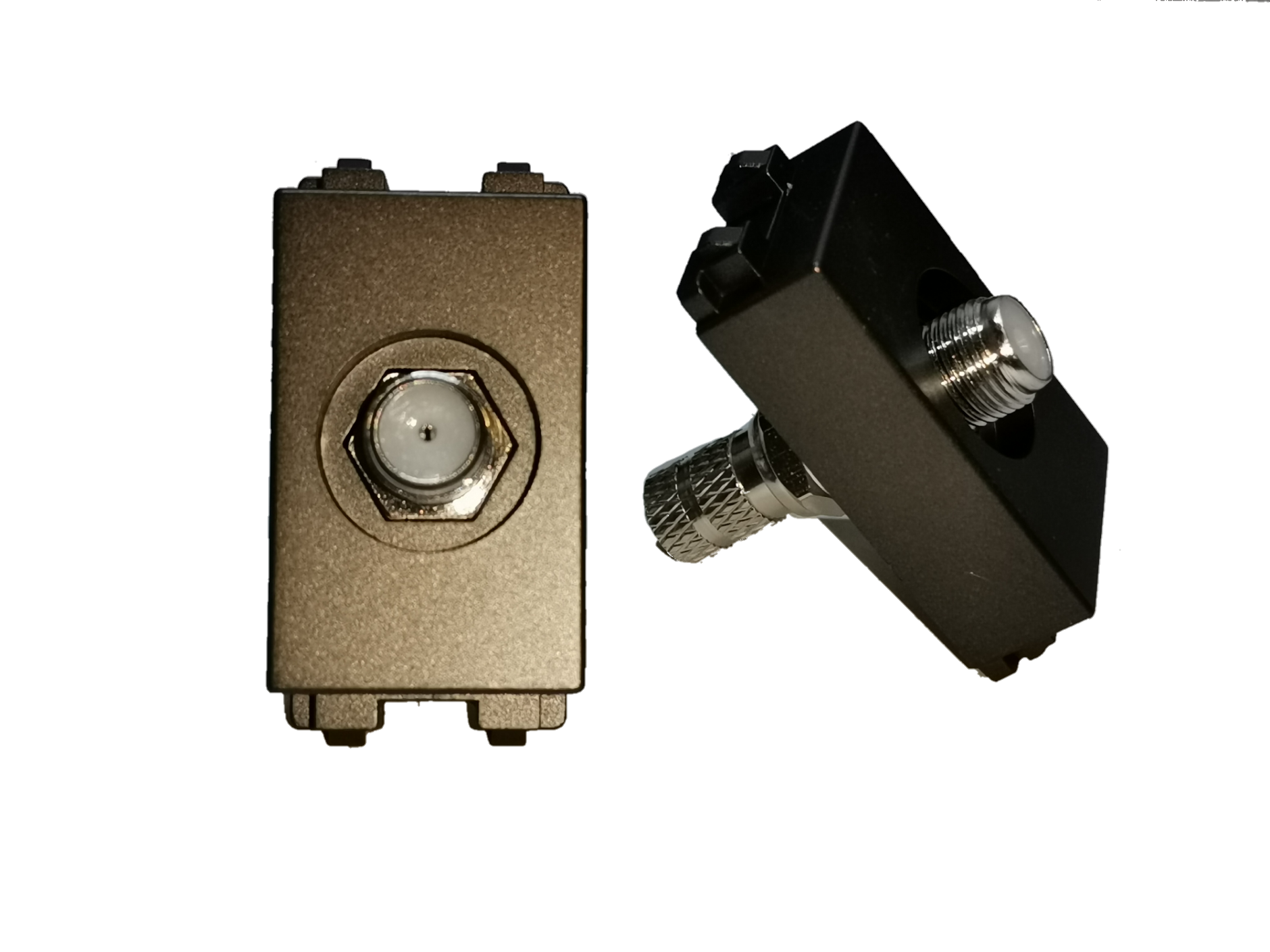 Electx Electrical Supply Cable TV Outlet Dark Gray Royu with coaxial connectors for cable TV connections