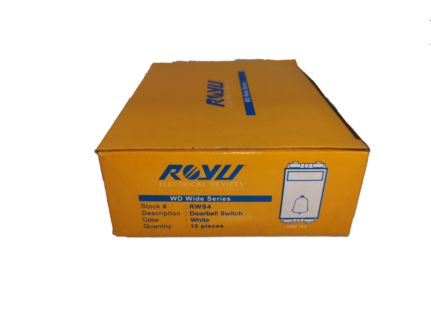 Royu Doorbell Switch RWS4 10pcs white electrical doorbell switches in yellow packaging box