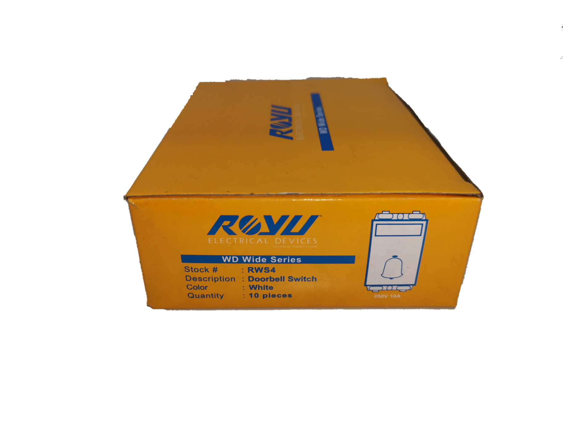 Royu Doorbell Switch RWS4 10pcs white electrical doorbell switches in yellow packaging box