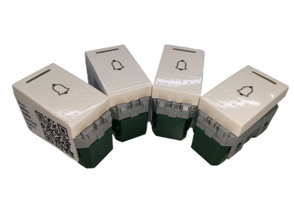 Four Royu Doorbell Switch RWS4 units with beige top and bell icon designed for power points and switches