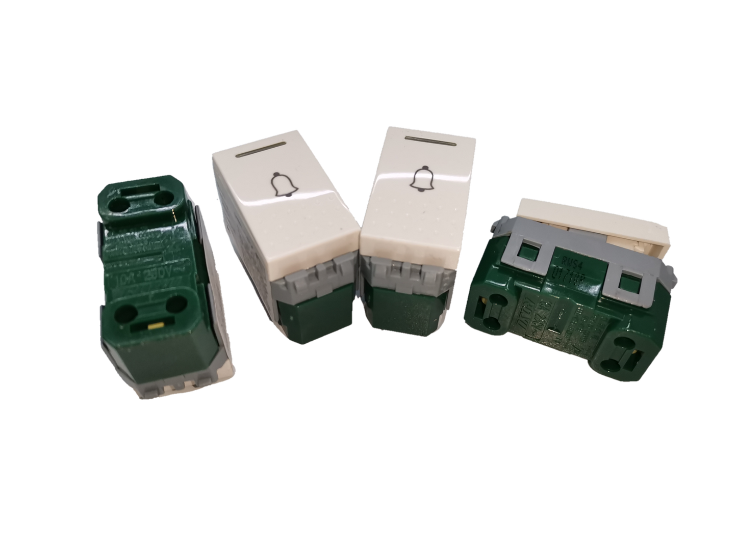 Royu Doorbell Switch RWS4 white and green electrical switches with bell icon for doorbell systems